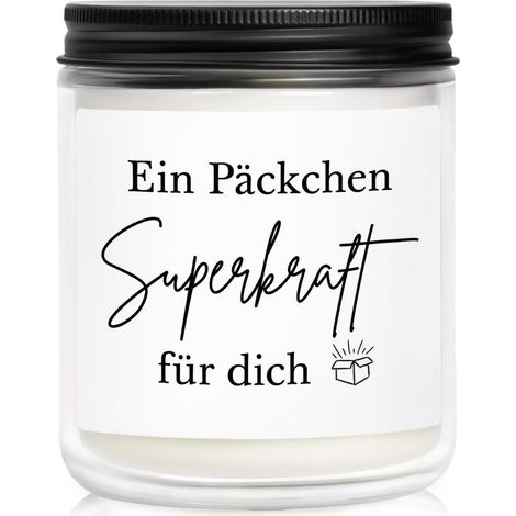 Duftkerze mit Spruch "Superkraft" - Gute Besserung Geschenk für Frauen