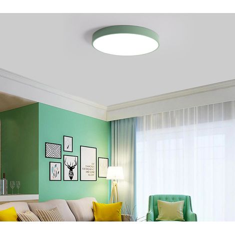 Plafonnier LED minimaliste coloré de style nordique moderne encastrable plafonnier créatif, 3 températures de couleur, chambre à coucher(vert) (1/5)