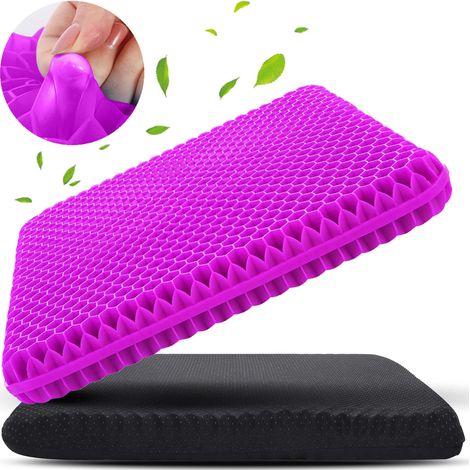 Coussin de siège en gel pour une assise prolongée (très grand et épais), doux et respirant, coussin de chaise en gel pour fauteuil roulant, pour les douleurs aux hanches, coussin de siège en gel pour (1/5)