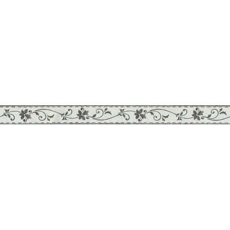 A.S. Creations – Frise murale blanche et noire à fleurs – Papier peint floral pour salon, couloir et cuisine – Tapisserie motif fleur noir et blanc