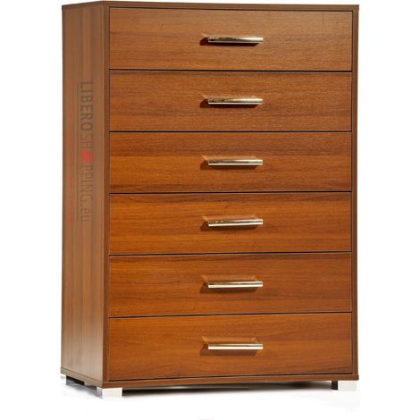 Cassettiera in legno con 6 cassetti 81x118h cm Noce (1/3)