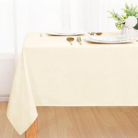 Tischdecke Champagner 100x140cm Leinenoptik, abwaschbar, wasserabweisend