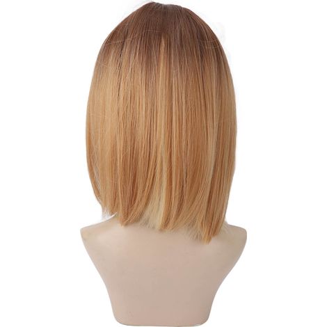 Perruque lisse mi-longue avec mèches dégradées, coupe au carré, cheveux courts, style faux cheveux pour femme, usage quotidien (1/5)