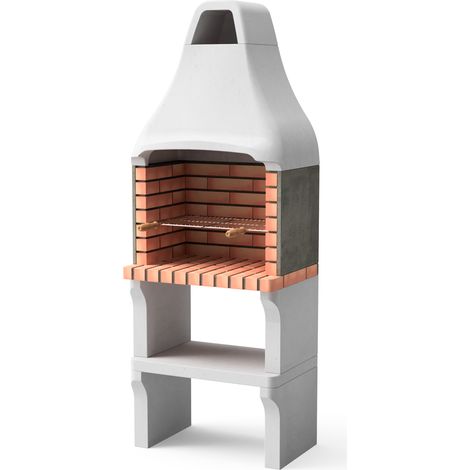 MOVELAR - Barbacoa de Obra Prefabricada de Leña y Carbón Modelo New Iberia Plus XL (Gris, Naranja - 69 x 47 x 190 cm) REF: 3548 - Cocina de Exterior Compacta para Jardín o Patio (1/2)
