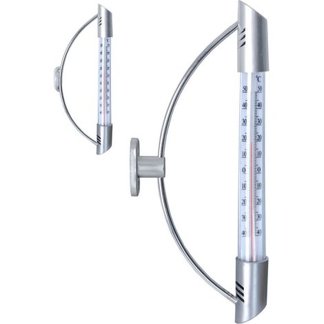 Thermomètre extérieur argenté 24 cm - Thermomètre extérieur - Jauge de température (1/3)