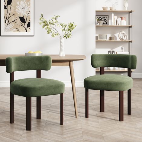 COLAMY Chaise DCW19-GN-FB - Lot 2 Chaises de salle à manger en bois massif – design épuré et chaleureux - vert
