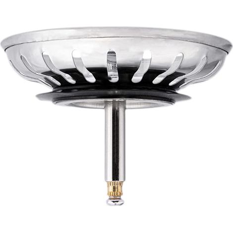 Crépine d'évier anti-obstruction - Bouchon de vidange - Couvercle de bonde - Crépine escamotable pour évier de cuisine - 79 mm - Acier inoxydable (1/5)