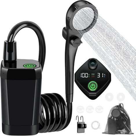 Cette douche de camping est alimentée par une batterie capacité de 6000mAh. (1/5)