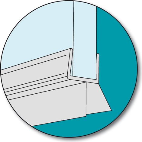 Duschtür Lippendichtung 100cm mit 2 Dichtlippen a 12mm Länge für 6-8mm Glasstärke (1/4)