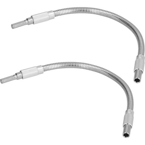 Jeu de 2 tiges flexibles en métal 300mm, embouts hexagonaux pour visserie, rallonge de perceuse électrique, connecteur de mandrin, accessoire tournevis universel (1/5)