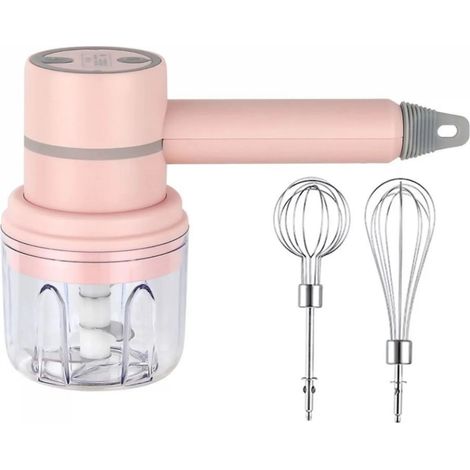 Batteur Électrique Sans Fil - 3 Accessoires - Batterie Rechargeable USB - Pour Mélanger Œufs Crème Fouettée Hacher Ail - 1 Pièce (1/5)