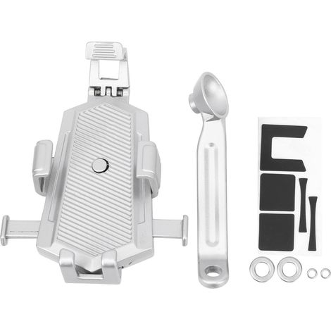 Support de téléphone pour vélo en alliage d'aluminium, anti-chocs, pour moto et bicyclette, type rétroviseur, argenté (1/5)