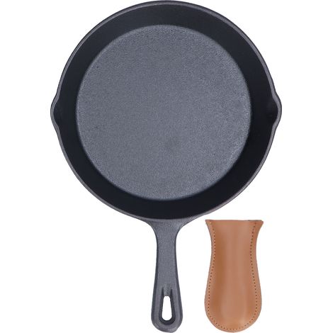 Poêles en fonte saines, faciles à nettoyer, résistantes à l'usure et aux chocs, avec poignée et couvercle, idéales pour les pique-niques, les barbecues et la maison. (1/5)