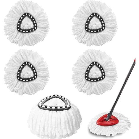 APEX Lot de 5 têtes de rechange pour balai à franges, compatibles avec les balais à franges pivotants triangulaires Vileda. (1/5)