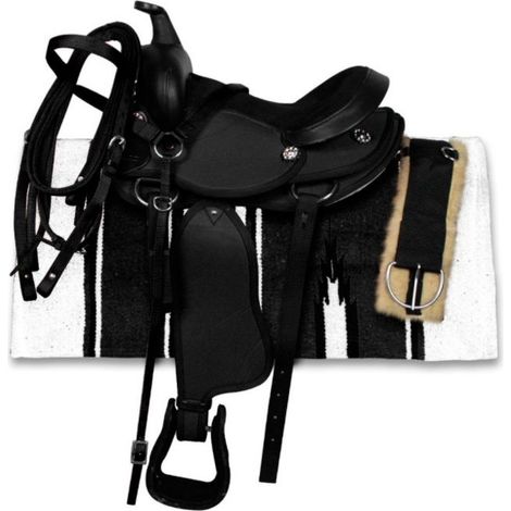 12", Blu Royal: Sella western sintetica per pony con sottosella sottopancia briglia e pettorale