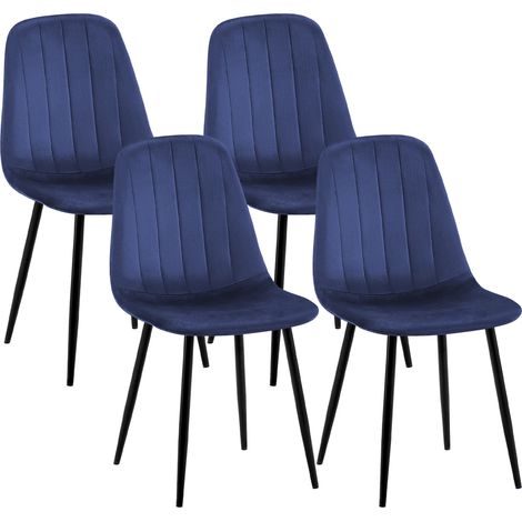 4er Set Esszimmerstühle Baxter Samt blau (1/5)