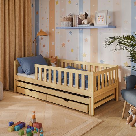 Letto 90x190 rete a doghe letto estraibile e cassetti inclusi Antoine Legno