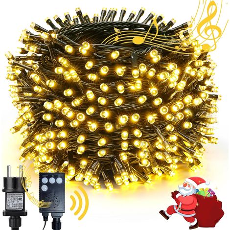 Guirlande Lumineuse Sapin Noel avec Musique, 20M 200LED Guirlande Lumineuse Blanc Chaud Electrique avec 8 Modes Fonction Mémoire, Guirlande Lumineus Exterieur pour Arbres de Noël Fête Jardin (1/5)