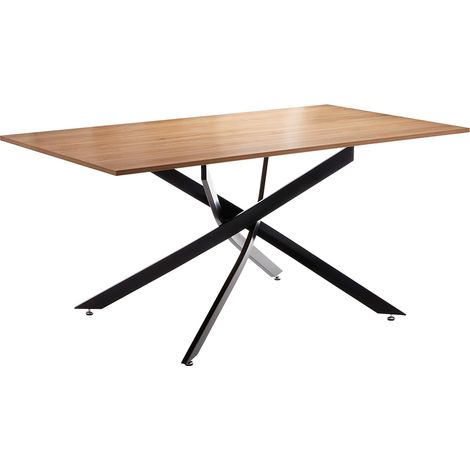 Table de salle à manger avec plateau couleur cambrian et pieds en métal noir entrelacés - Longueur 160 x Hauteur 73 x Profondeur 90 cm (1/2)