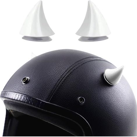 2 Pièces Décoration Corne Casque, Corne De Casque De Moto avec Ventouses, Décoration Casque Moto Corne en Caoutchouc, Accessoires Décoration Conversion pour Moto Scooter Casques(Blanc) (1/5)
