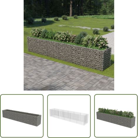 The Living Store Lit surélevé à gabion Acier galvanisé 540x90x100 cm - Jardinière En Gabion - Jardin - Décoration Extérieur - Bac Plante - Pot Fleuri (1/5)
