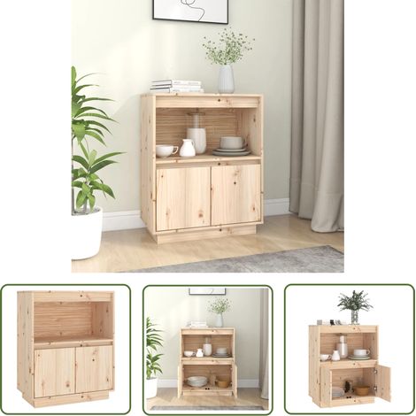 The Living Store Buffet 60x34x75 cm Bois massif de pin - Buffet - Meuble De Rangement - Commode - Bois Massif - Pin (1/5)