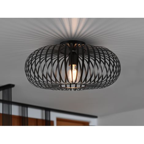 LED Deckenleuchte Gitter Lampenschirm Metall in Schwarz, Ø 40cm