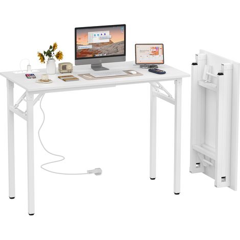 Bureau Pliable Multifonction Sans Montage – Plateau MDF Résistant & Design Moderne – Économie d'Espace 100x50x76cm (Idéal Télétravail/Cuisine/Maison) (1/5)
