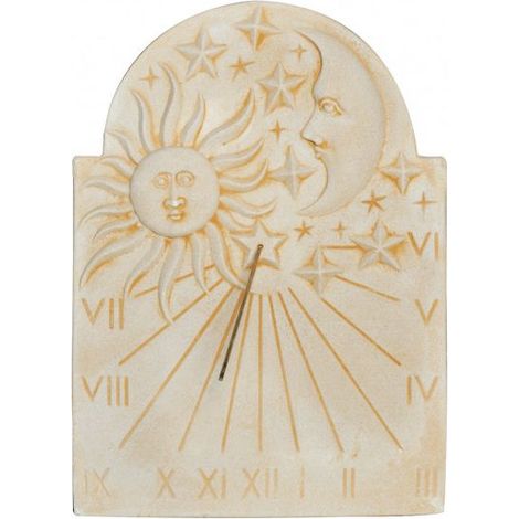 QEM – Cadran solaire en pierre naturelle 40cm – Motif Éclipse – Accroche murale avec tige en métal – Fabrication française (1/2)