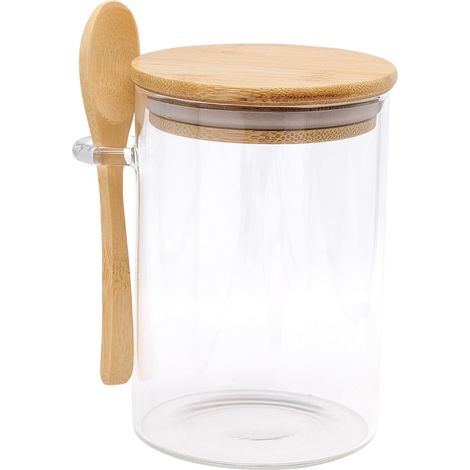 Glasbehälter, Vorratsgläser, luftdichte Glasbehälter mit Deckel und Löffel, geeignet für Kaffeebohnen, Zucker, Kekse, Süßigkeiten, Tee, Gewürze und Trockenwaren.
