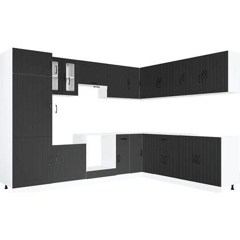 Maison Exclusive - Mueble de cocina Lucca negra 14 piezas madera