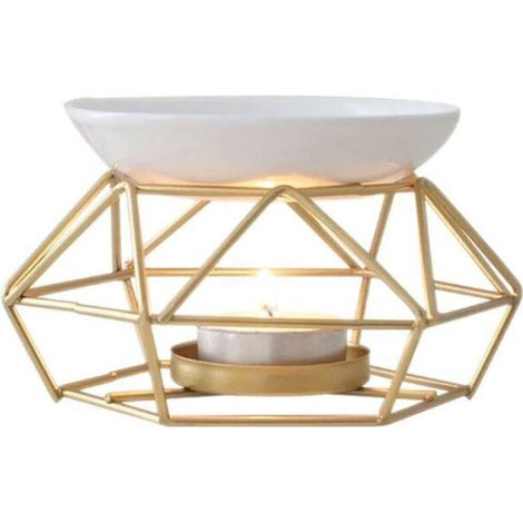 Lampe à parfum en céramique, brûleur d'huiles essentielles, brûleur en métal pour huiles essentielles et cire parfumée. (1/5)