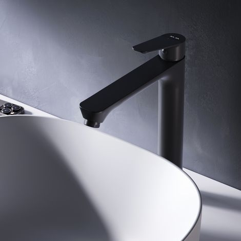 AM.PM Haut Mitigeur Vasque à Poser Mitiguer Haut Lavabo Robinet Salle Bain Noir Robinet de Lavabo pour Salle de Bain Mélangeur Lavabo en Laiton (1/5)