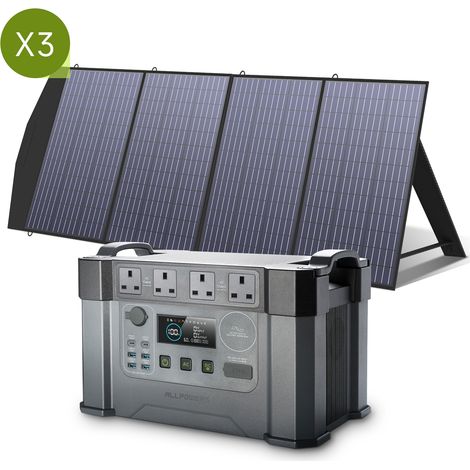 ALLPOWERS S2000 Pro MPPT Solar Generator with 3 200W Folable Solar Panel Included, 2400W 1500wh Portable Power Station, Solar Mobile Battery Pack for Outdoor RV Camping, Home Emergency, Travel (1/5)