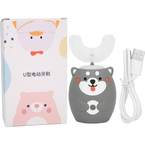 Brosse à dents électrique pour enfants, forme en U, modèle dessin animé, étanche, nettoyage buccal doux (1/5)