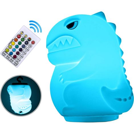 Veilleuse Enfant LED Veilleuse Multicolore Lampe de Dinosaure SiliCône Prise Electrique avec 16 Couleurs Rechargeable à Distance Légère pour Cadeau d'anniversaire, Halloween, Noël et Festival-Fei Yu (1/5)
