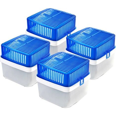 Lot de 4 déshumidificateurs absorbeurs d'Humidité carré compact, contenance 600 g - Hauteur 14 x Longueur 16 x Profondeur 16 cm (1/4)