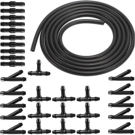 Laoa – 3 m Reparaturset für Scheibenwaschschlauch – Universeller Schlauch mit 4 mm Innendurchmesser – Material: ABS und Gummi – 30 Verbindungsstücke enthalten (1/5)