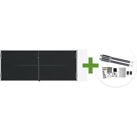 Portail battant acier noir mat 3m NALI H.120cm + moteur Ranger B150 (1/5)