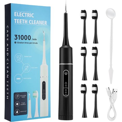 Brosse à dents électrique sonique (noire) : élimine le tartre, la plaque dentaire et les taches. (1/5)