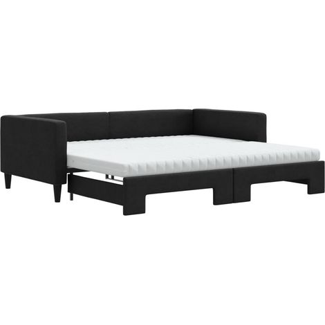 Maison Exclusive - Lit de jour avec gigogne et matelas noir 100x200 cm tissu
