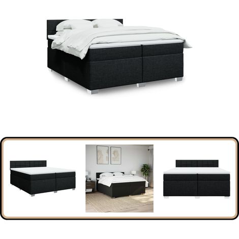 Boxspringbett mit Matratze Schwarz 200x200 cm Stoff - Boxspringbett - Doppelbett - Schlafsystem - Bettsofa - Polsterbett