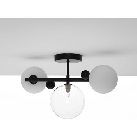 Lampadario in acciaio verniciato nero cm. L.41 P.27 H.27
