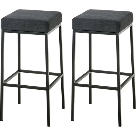 Conjunto de 2 taburetes de bar con reposapiés diseño sencillo 80 cm de alto en tela gris oscuro y metal negro 100004369 (1/5)