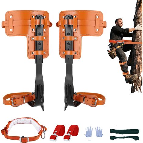 Outil d'escalade d'arbres, hauteur réglable, sangles de sécurité, Orange (1/2)