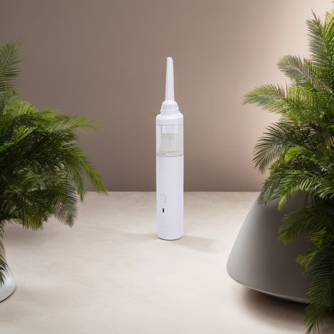 Leistungsstarker, wiederaufladbarer Akku-Autostaubsauger, tragbar, ABS-Gehäuse, 42.000 U/min, 120 W, 1800 mAh Li-Ionen-Akku, 470 g, weiß