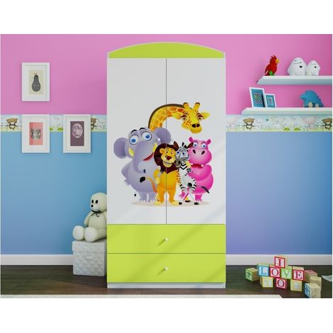 Armoire verte 2 portes enfant Zoo Drimy (1/4)