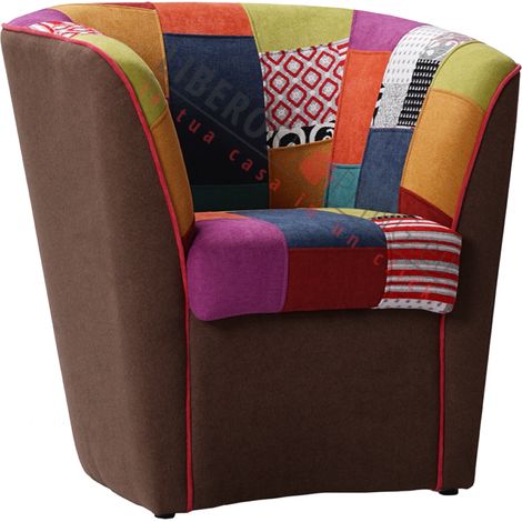 Poltrona da ufficio casa sala attesa in tessuto TESTA DI MORO patchwork fatta a mano (1/5)