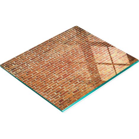 Tablero de vidrio elegante y duradero con estampado de pared de ladrillo rojo, 60x52 cm.