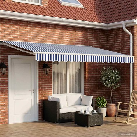 vidaXL Auvent rétractable électrique Bleu et Blanc 4,5 × 3,5 m